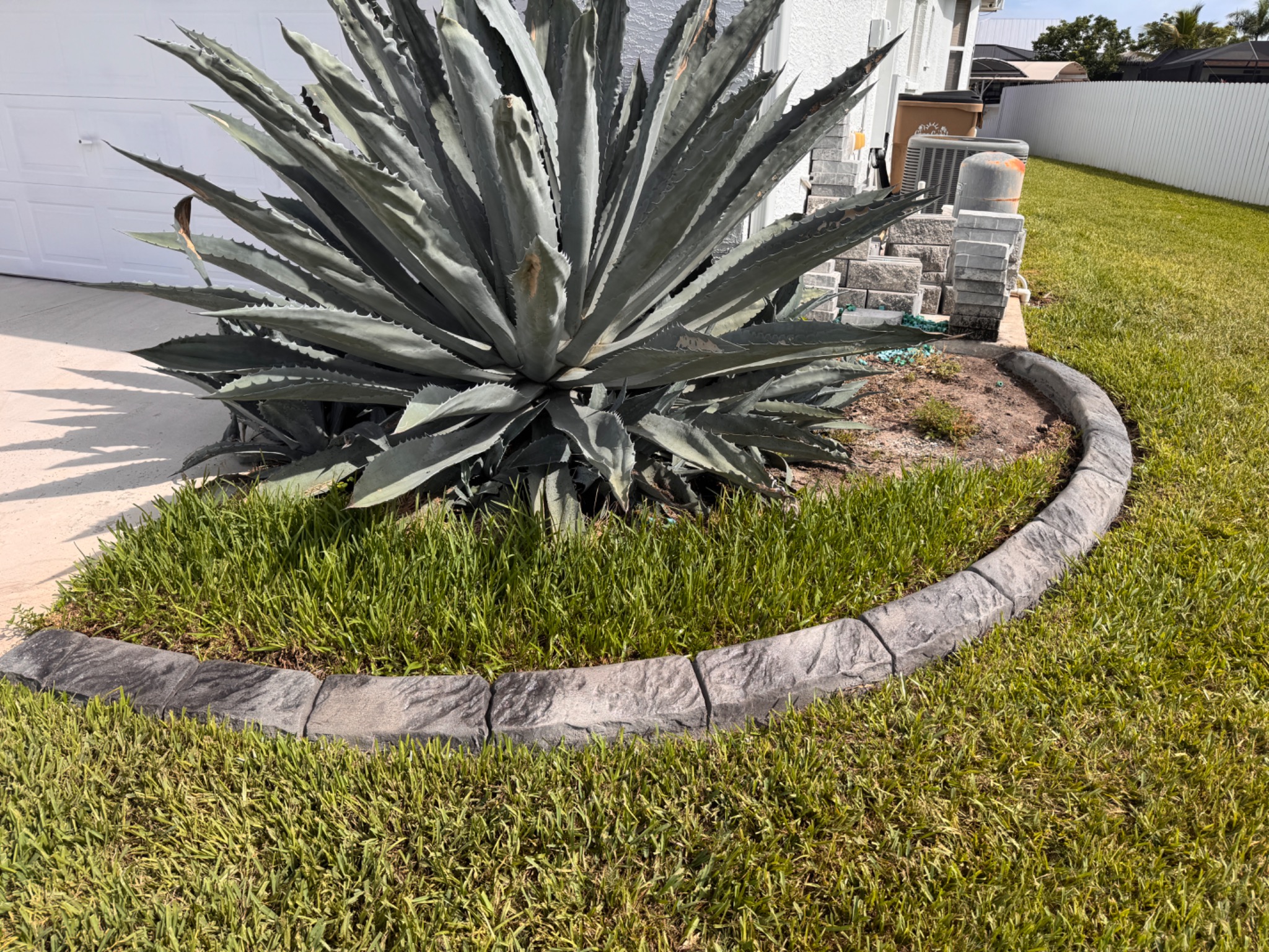 Gray natural-stone landscape curbing